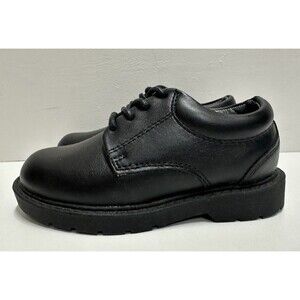 School Issue  boys toddler size 9W dress lace up black leather shoes